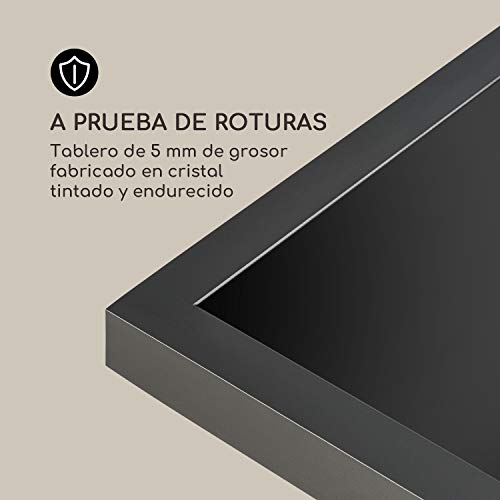 blumfeldt Pamplona Mesa de Exteriores - Extensible, Hecha de Aluminio y Vidrio, SmartSpace, Superficie máxima de 180 x 83 cm, Espacio para 6 Personas, Resistente a la Intemperie, Gris Oscuro