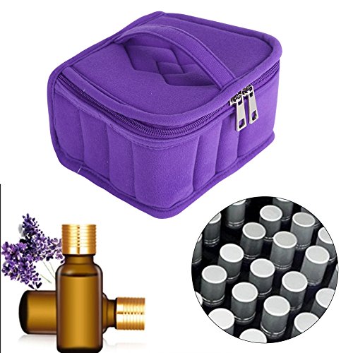 Bolsa de aceites esenciales, 30 botellas Shockproof Aceites Esenciales Organizador Viaje aceite esencial bolsa estuche para dama morado