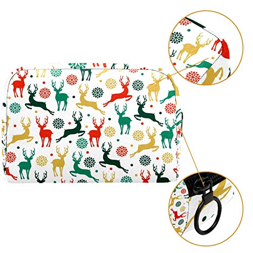 Bolsa de cosméticos Navidad Rein Deers y copos de nieve Adorable espacioso maquillaje Bolsas de viaje Neceser Accesorios Organizador