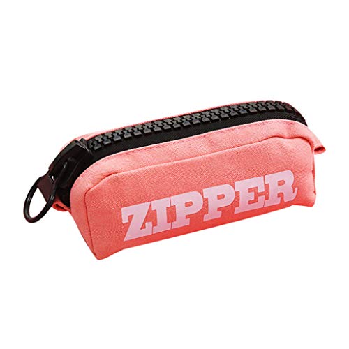 Bolsa de lápiz,CHshe,Bolso de la pluma de la cremallera,Gran capacidad Lona simple,Estuche de lápices, Estuche de lápices,Bolso de lápiz (Rosado)