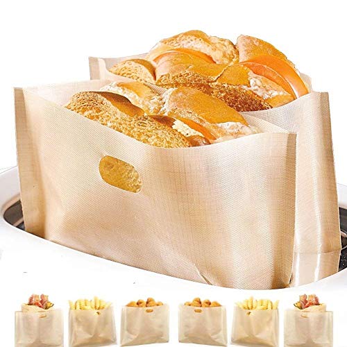 Bolsa tostadora Antiadherente, fácil de Limpiar, Reutilizable y Resistente al Calor, Libre de Gluten y sin PFOA aprobada por la FDA, para Pasteles de Pizza sándwiches de Queso a la Parrilla 6 pcs