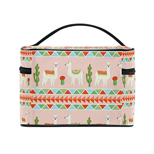 Bolso de maquillaje con diseño creativo de cactus de llama, bolsa de maquillaje, bolsa de cosméticos, cepillo de viaje para mujer, con cremallera, portátil, multifuncional, bolsa de almacenamiento