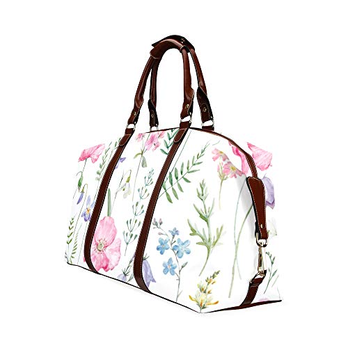 Bolso de Viaje de Moda Bolso de Flores Hermosas Pensamiento clásico de Gran tamaño Impermeable PU Cuero Bolsos únicos Hombres Bolso de Viaje