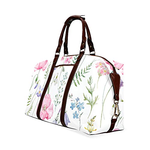 Bolso de Viaje de Moda Bolso de Flores Hermosas Pensamiento clásico de Gran tamaño Impermeable PU Cuero Bolsos únicos Hombres Bolso de Viaje