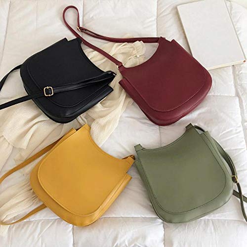 Bolsos de hombro de color sólido de las mujeres de cuero de la PU de las mujeres de la gran capacidad de Crossbody, color Negro, talla Talla única