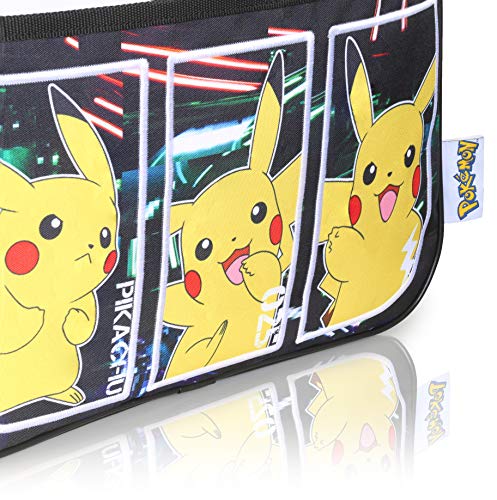 Bolsos Infantiles Negros Pokémon para Niños | Bolsa De Mensajero Deportiva con Pikachu | Mochila Pokemon con Correa Larga para Usar como Bandolera | Bolsa De Viaje Elegante | Regalo De Cumpleaños