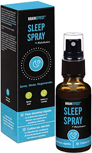 BRAINEFFECT SLEEP SPRAY - 1mg Melatonina por Porción - 30ml - La más Rapida Ayuda Natural Para Dormir - Vegano - German Quality