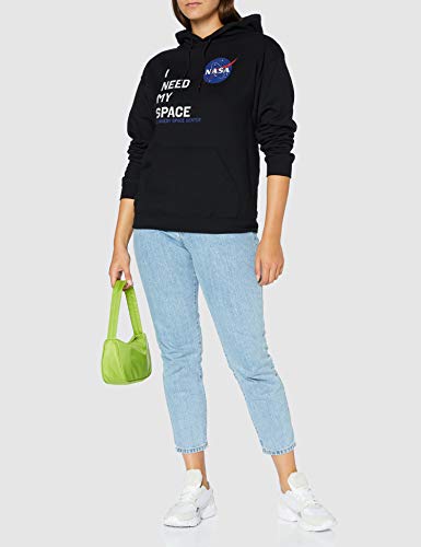 Brands In Limited NASA I Need My Space Camiseta, Negro (Black Blk), 40 (Talla del Fabricante: Large) para Mujer