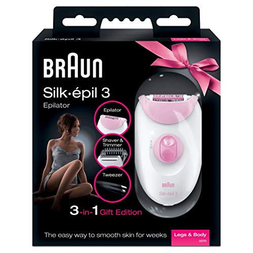 Braun Silk-Épil 3 3-270 Depiladora, Máquina de depilar con Cable y 3 Accesorios, Color Rosa