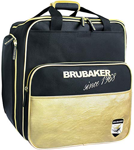 BRUBAKER Conjunto 'St. Moritz' - Bolsa para Botas y Casco de ski Junto + Bolsa para un par de Ski - Negro/Dorado - 190 cm