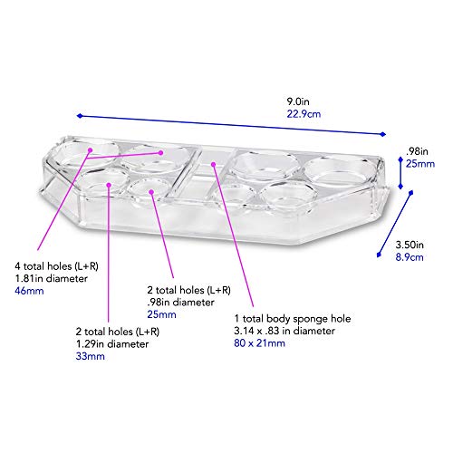 byAlegory Acrylic Beauty Sponge Organiser Tray for Drying & Storing Body & Face Blending Sponges Fits All Brands | 9 Space Blender Storage