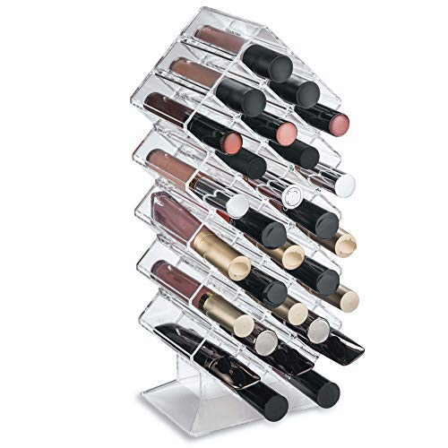 byAlegory Acrylic Lip Gloss Makeup Organiser | 28 Space Storage w/Deep Slots Designed To Stand Lay Flat & Be Stacked Refillable Cosmetic Container