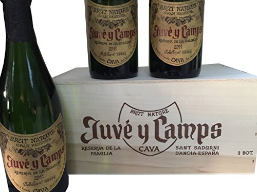 Caja de madera sin asa de 3 botellas - Cava Juvé y Camps - Reserva de la familia Brut Nature