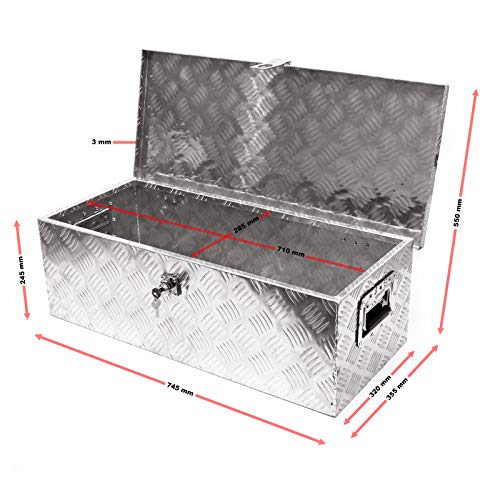 Caja herramientas aluminio 760x320x245mm Caja transporte Orden Taller Garaje Cofre Ordenación