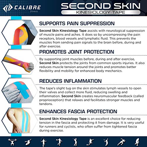 Calibre Fitness Second Skin Venda kinesiológica - El Mejor Producto de Uso médico Que sujeta Las articulaciones, desarrollado científicamente y de Uso prolongado