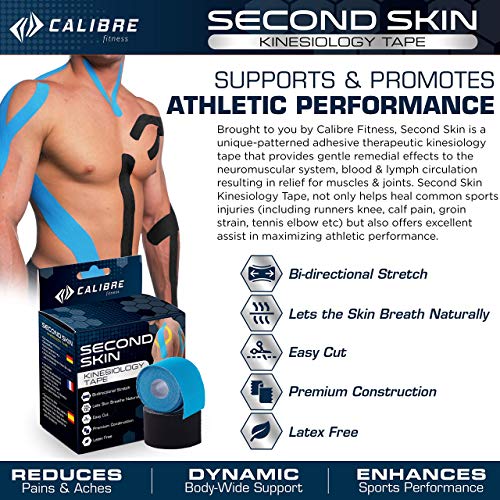 Calibre Fitness Second Skin Venda kinesiológica - El Mejor Producto de Uso médico Que sujeta Las articulaciones, desarrollado científicamente y de Uso prolongado