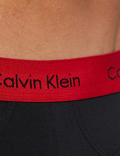 Calvin Klein Hip Brief 3PK Bóxer, Negro (B-M Red/S Blue/Charcoal H WB Sxz), Small (Pack de 3) para Hombre