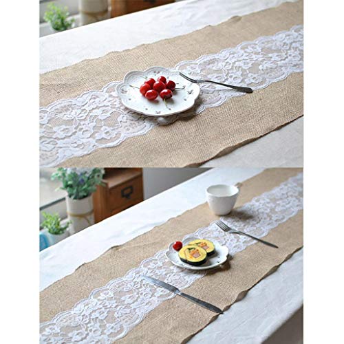 Caminos De Mesa Rectangulares Tabla De Hesse Arpillera De La Vendimia Corredores De La Tabla Del Cordón Blanco Runner Yute Natural For El Festival De Boda DecoracióN NavideñA Y AñO Nuevo De La Tabla D