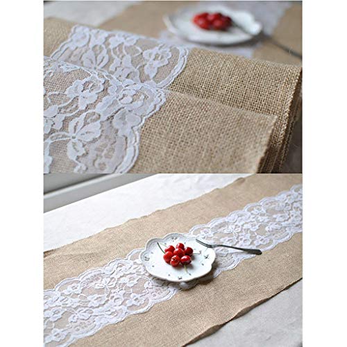 Caminos De Mesa Rectangulares Tabla De Hesse Arpillera De La Vendimia Corredores De La Tabla Del Cordón Blanco Runner Yute Natural For El Festival De Boda DecoracióN NavideñA Y AñO Nuevo De La Tabla D