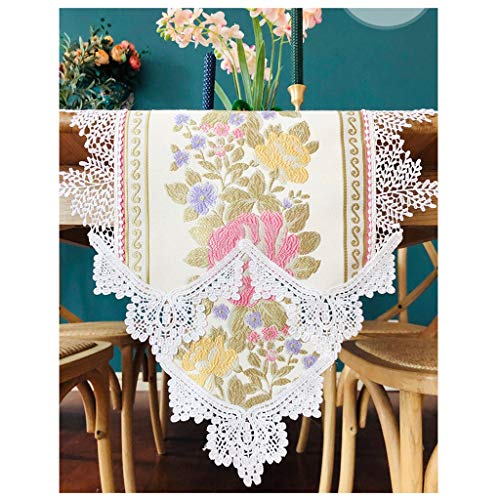 Caminos De Mesa Rectangulares Tela De Algodón Del Cordón De Encaje Bordado Camino De Mesa De Superposición De Telas Bordadas Florales Caminos De Mesa Rectangulares De Encaje For Todo Tipo De Celebraci