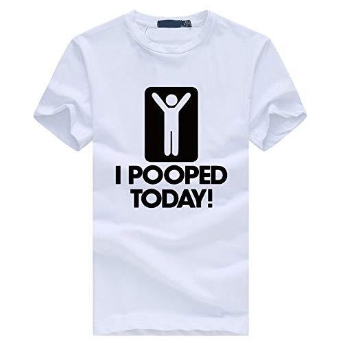 Camiseta con Texto en inglés I Pooped Today Funny Slogan Hoy, Homme, Cute Stick Estampado Divertido Humor Hip Hop, para Hombre, Camisetas Streetwear Fitness Tops tee Blanco Blanco XL