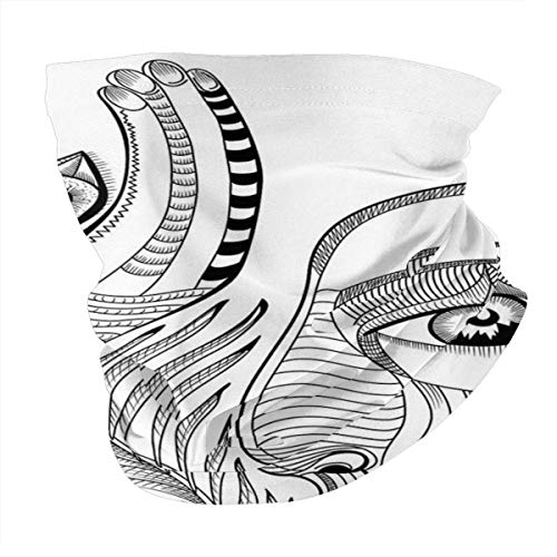 cap hat Outdoor Headband Head Scarf Scarf Neck Gaiter Face Bandana Scarf Psychedelic Trippy Abstract Surreal Human Face Figures Mehndi Tattoo Style Spiritual Art Grey Black