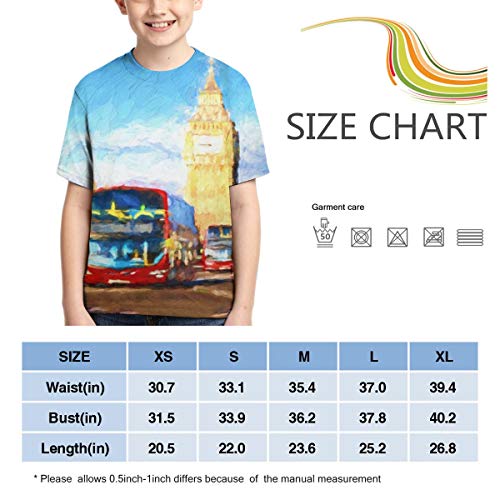 Capital Red Boat Famoso Big Ben Londres Inglaterra Gran Bretaña Brush Bus City Camiseta histórica para niños Camiseta de Manga Corta Camiseta Divertida clásica M