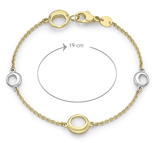 Carissima Gold Pulsera de mujer con oro bicolor de 9 quilates (375/1000), 19 cm