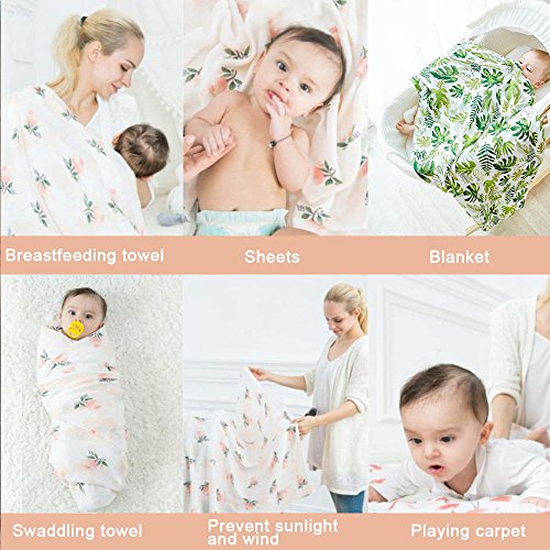 Carrés en mousseline de bambou Swaddle Couverture, Ultra doux Coton Bio pour bébé Nid de réception pour douche Cadeau