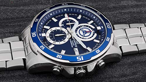 Casio EDIFICE Reloj en caja sólida, 10 BAR, Azul, para Hombre, con Correa de Acero inoxidable, EFR-547D-2AVUEF