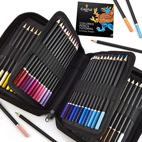 Castle Art Supplies 72 lápices de colores en estuche con cremallera para proteger y almacenar los lápices