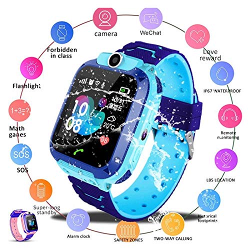 CGGA P12 Impermeable niños Inteligentes Reloj SOS-Antil perdido SmartWatch bebé Tarjeta SIM 2G Reloj Llamar Ubicación Rastreador SmartWatch Regalo del niño para (Color : 2)