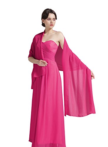 Chal de gasa para mujer para novia/boda/fiesta noche S-01  rosa rosa (b)