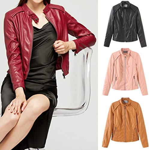 Chaquetas De Cuero Mujeres Abrigo Corto De Invierno CáLido Parka Cremallera Tops Abrigo Outwear Polipiel Abrigos Mujer Invierno Rebajas