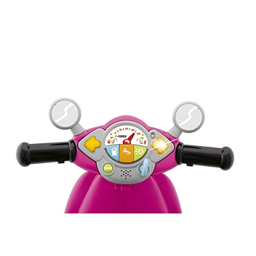 Chicco Vespa Primavera - Correpasillos Moto con Volante Interactivo electrónico, con o sin ruedines, Color Rosa