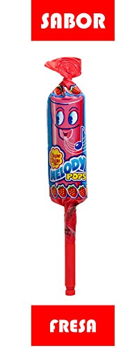 Chupa Chups Melody Pops, Caramelo con Palo de Sabor a Fresa, Display de 48 unidades de 15 gr. (Total 720 gr.)