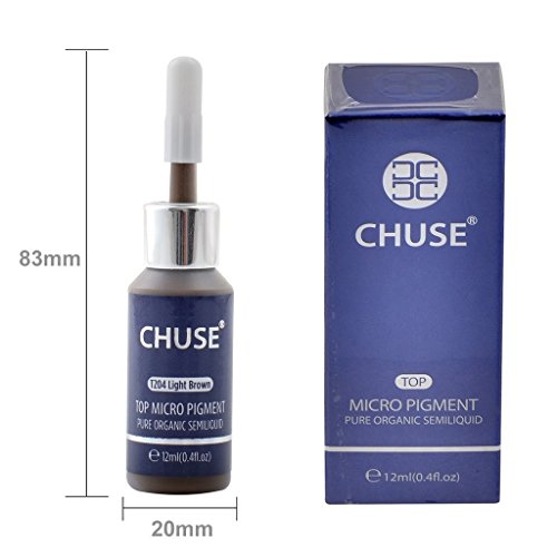 CHUSE T204 Marrón claro Color cosmético de la tinta permanente del tatuaje del maquillaje del micro pigmento microblading Aprobó SGS, DermaTest 12ml (0.4fl.oz)