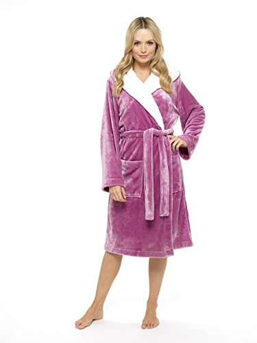 CityComfort Vestido de Las señoras Traje súper Suave con Forro de Piel Albornoz Felpa Albornoz para Mujeres (S, Orchidee Rosa)