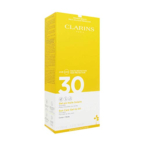 Clarins 57937 Solucion Cuerpo Gel Aceite Solar Invisible Alta Protecion Uvb 30, 150 ml