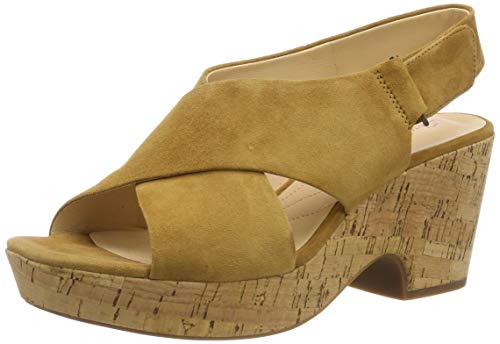 Clarks Maritsa Lara, Sandalia con Pulsera Tira de Tobillo, Amarillo (Ochre Suede-), 41 EU