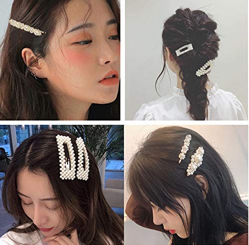 clips de pelo 4Pcs, iFanze clips de pelo perlas, clips de pelo niña, clips de pelo boda, clips de pelo mujer, por regalo cumpleaños y regalo chicas, boda