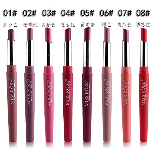 CLOOM 8 Colores 1 Pieza Pintalabios Mate Lápiz Labial Mate Lápiz Labial De Larga Duración Perfilador De Labios Pintalabios Impermeable Resistente Al Agua Lápiz Labial De Maquillaje