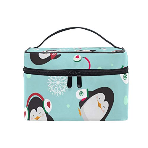 Colorido pingüino patrón Bolsa de cosméticos artículos de tocador Estuche de Maquillaje de Viaje asa Bolsa Organizador multifunción para mujeres-94