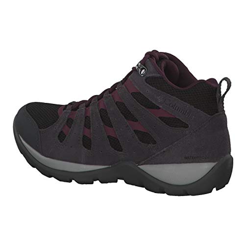 Columbia Redmond V2 Mid, Botas de Senderismo Impermeables para Mujer, Negro, Rojo (Black, Black Cherry), 39.5 EU