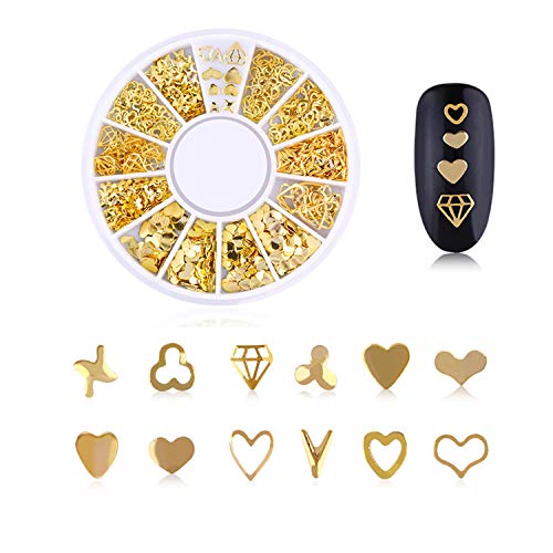 Comius Sharp 1000 PCS Nail Studs 3D Nail Art Charms Accesorios 5 Cajas Oro Metal Punk Star Moon Heart Triangle Square Rivet Gems Nail Art Joyas Calcomanía para uñas Decoraciones