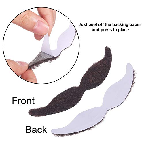 Comius Sharp Party Moustache 72 Piezas 4 Tarjetas de Bigotes Adhesivos para niños y Adultos Accesorios para Juegos de Disfraces Set de Barba Falsa Fiestas de Vaquero, cumpleaños