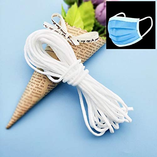 Cordon Elastico Costura Redondo Cuerda Cinta de Goma Correa de Oreja DIY para Máscaras Accesorios de Artesanía de Ropa de Bricolaje Máscara de banda elástica de 2 mm Blanca (100 m)