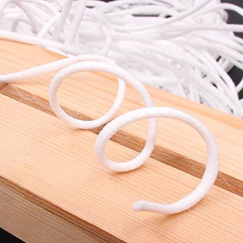 Cordon Elastico Costura Redondo Cuerda Cinta de Goma Correa de Oreja DIY para Máscaras Accesorios de Artesanía de Ropa de Bricolaje Máscara de banda elástica de 2 mm Blanca (100 m)