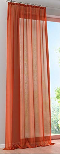 Cortina de voile para decoración de ventanas, cinta universal, semitransparente, 140 x 245 cm, color naranja