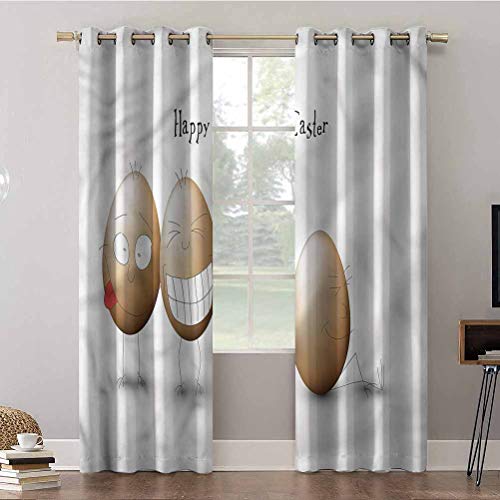 Cortinas Aishare Store, cortinas de ventana de 213 cm de largo, para Pascua, huevos de estilo garabato, cortinas opacas aislantes para habitación (2 paneles)